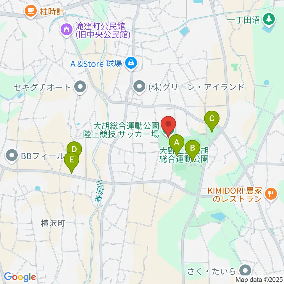 大野工業大胡総合運動公園陸上競技・サッカー場周辺の駐車場・コインパーキング一覧地図