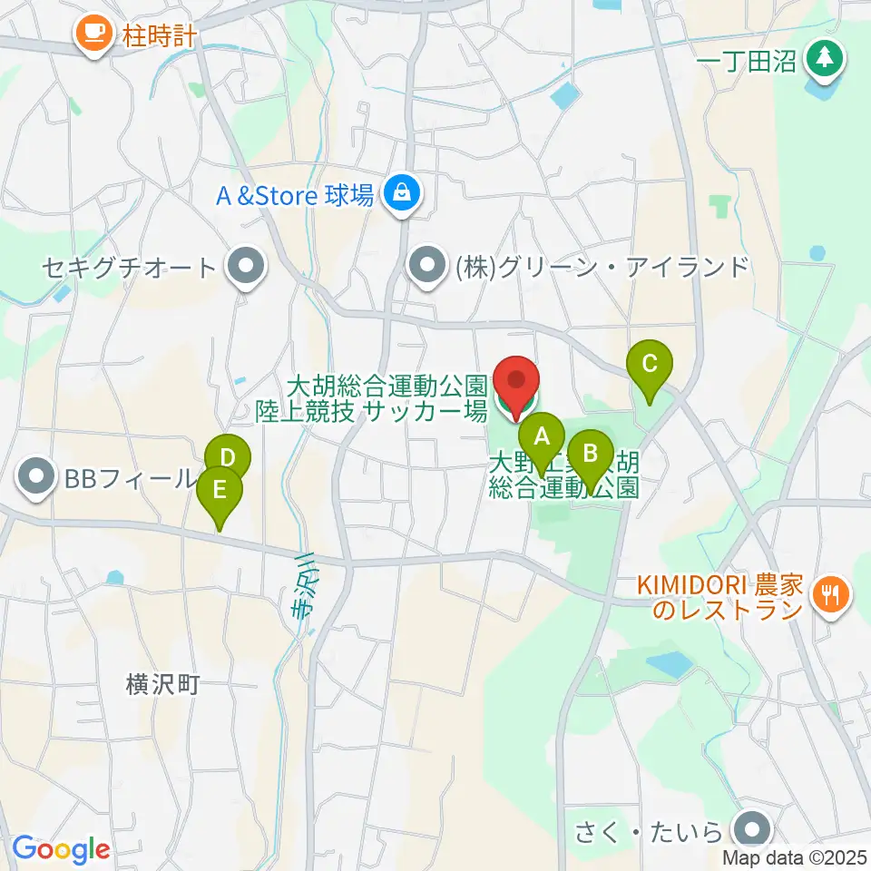 大野工業大胡総合運動公園陸上競技・サッカー場周辺の駐車場・コインパーキング一覧地図