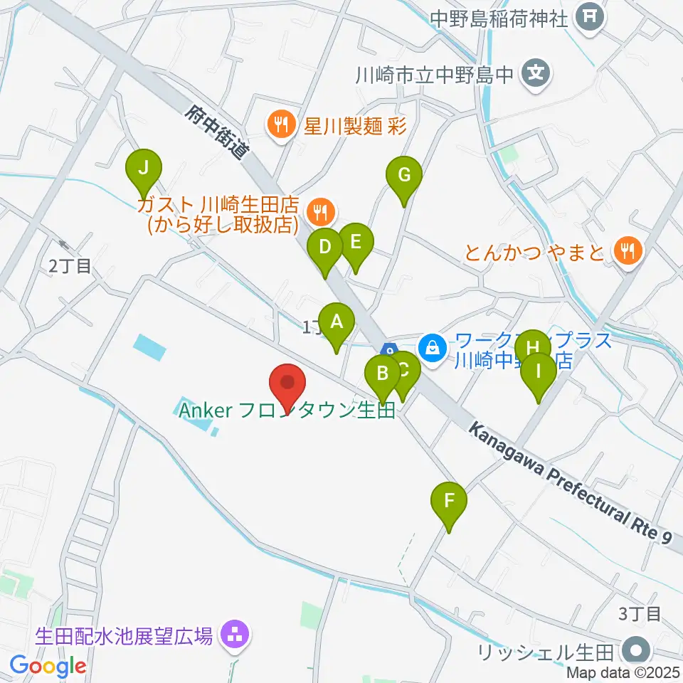 Anker フロンタウン生田周辺の駐車場・コインパーキング一覧地図