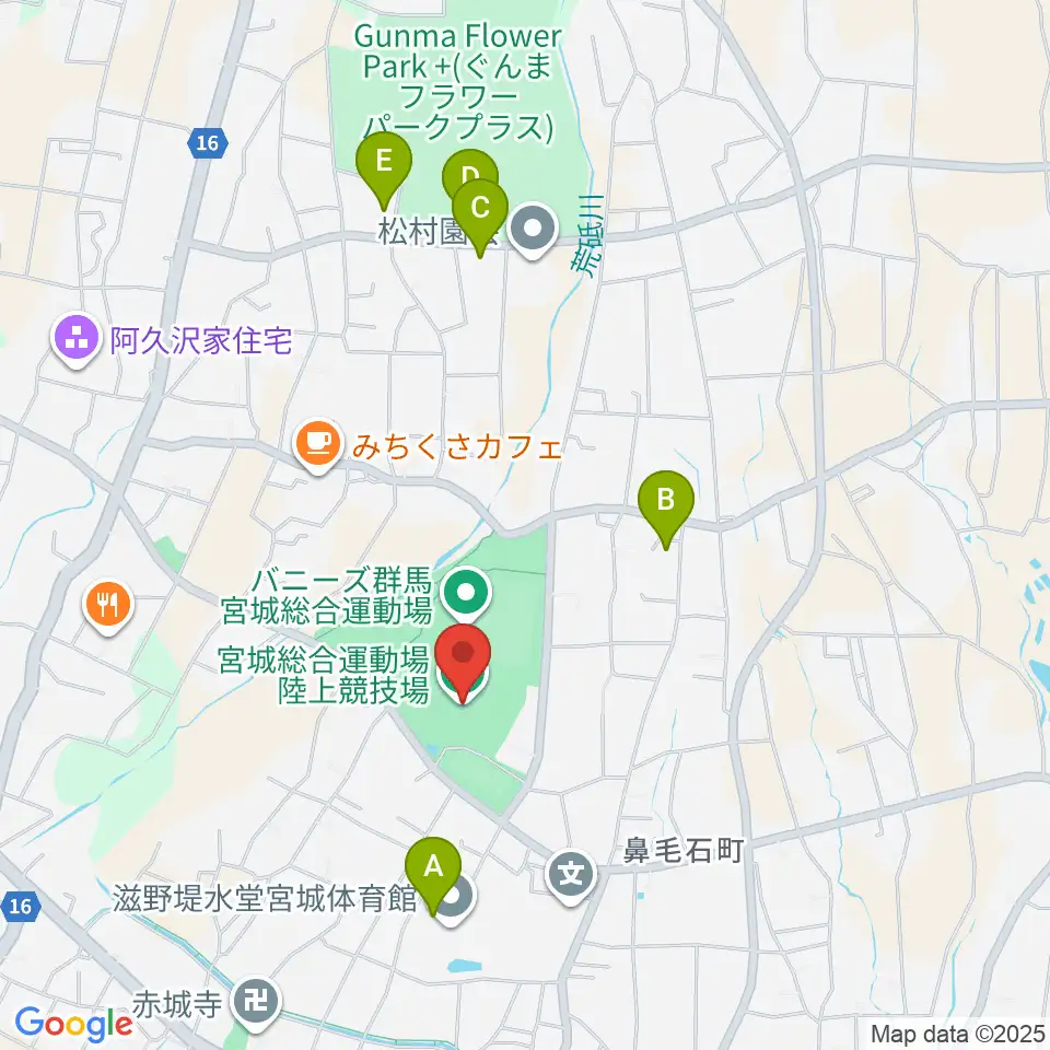 バニーズ群馬宮城総合運動場競技場周辺の駐車場・コインパーキング一覧地図