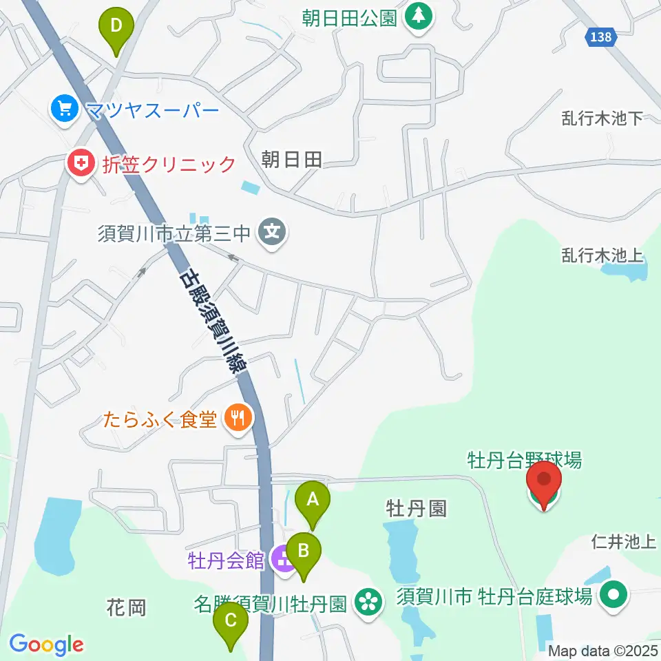 牡丹台野球場周辺の駐車場・コインパーキング一覧地図