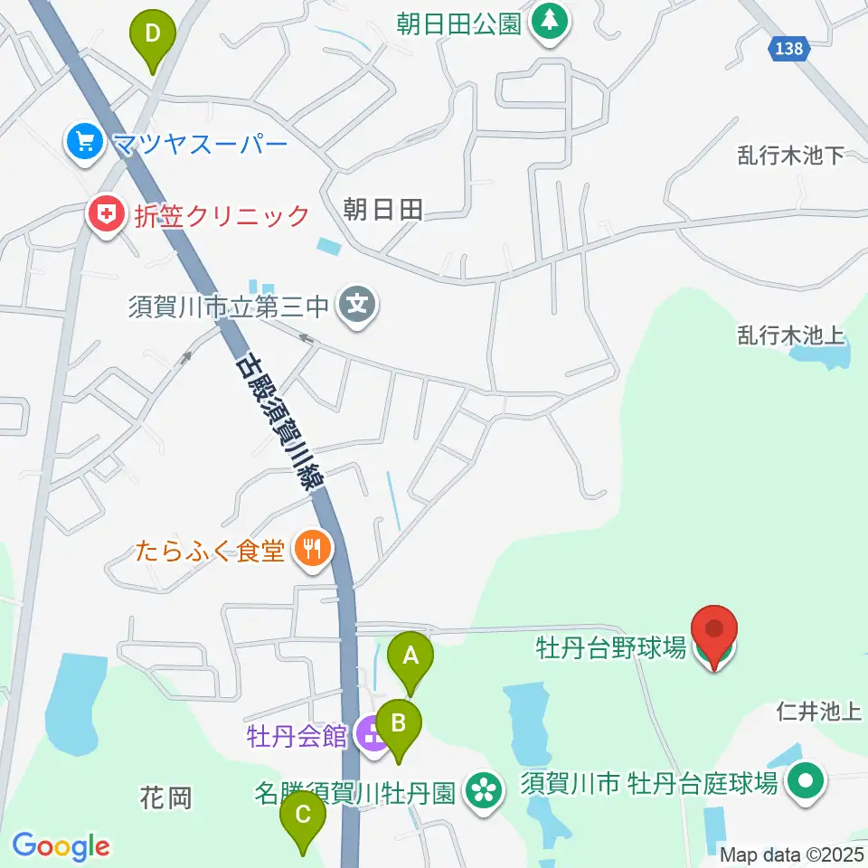 牡丹台野球場周辺の駐車場・コインパーキング一覧地図