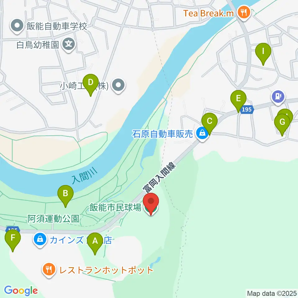 飯能市民球場周辺の駐車場・コインパーキング一覧地図