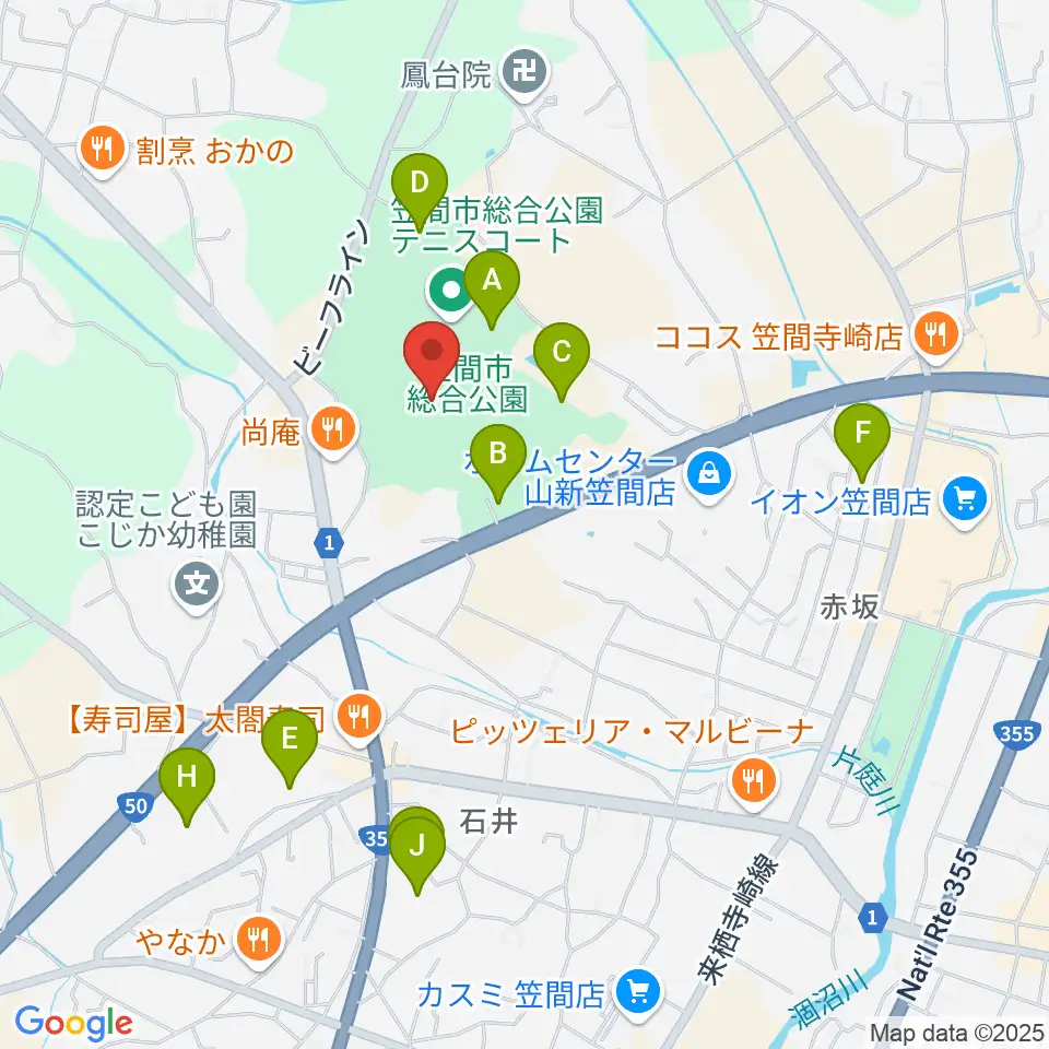 笠間市民球場周辺の駐車場・コインパーキング一覧地図