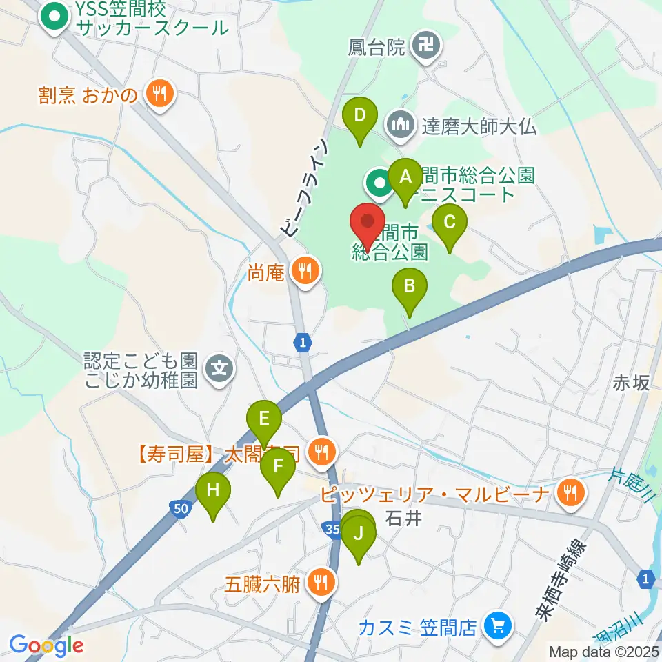 笠間市民球場周辺の駐車場・コインパーキング一覧地図