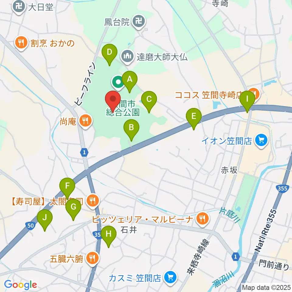 笠間市民球場周辺の駐車場・コインパーキング一覧地図