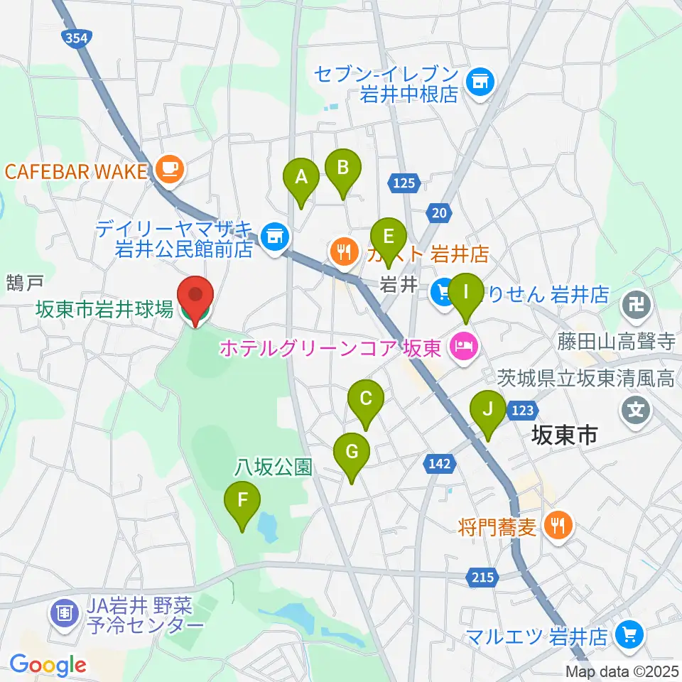 坂東市岩井球場周辺の駐車場・コインパーキング一覧地図