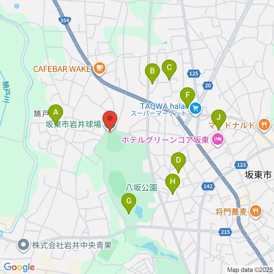 坂東市岩井球場周辺の駐車場・コインパーキング一覧地図