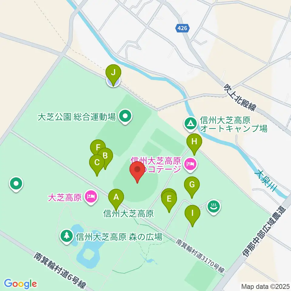 南箕輪村大芝公園野球場周辺の駐車場・コインパーキング一覧地図