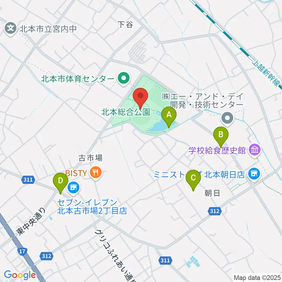 北本総合公園野球場周辺の駐車場・コインパーキング一覧地図