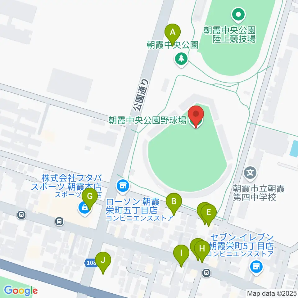 朝霞中央公園野球場周辺の駐車場・コインパーキング一覧地図