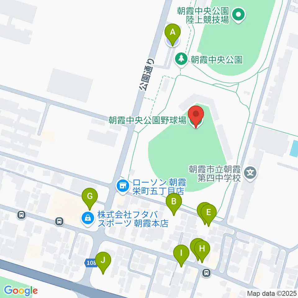朝霞中央公園野球場周辺の駐車場・コインパーキング一覧地図