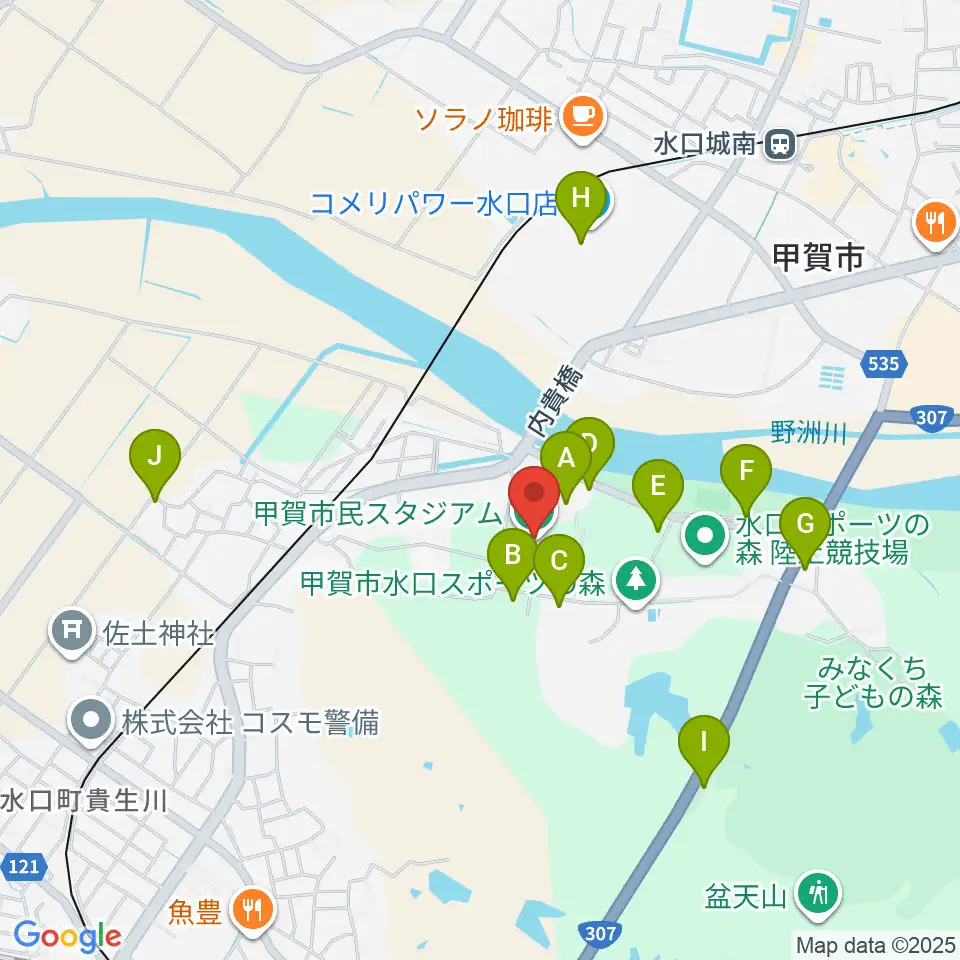 甲賀市民スタジアム周辺の駐車場・コインパーキング一覧地図