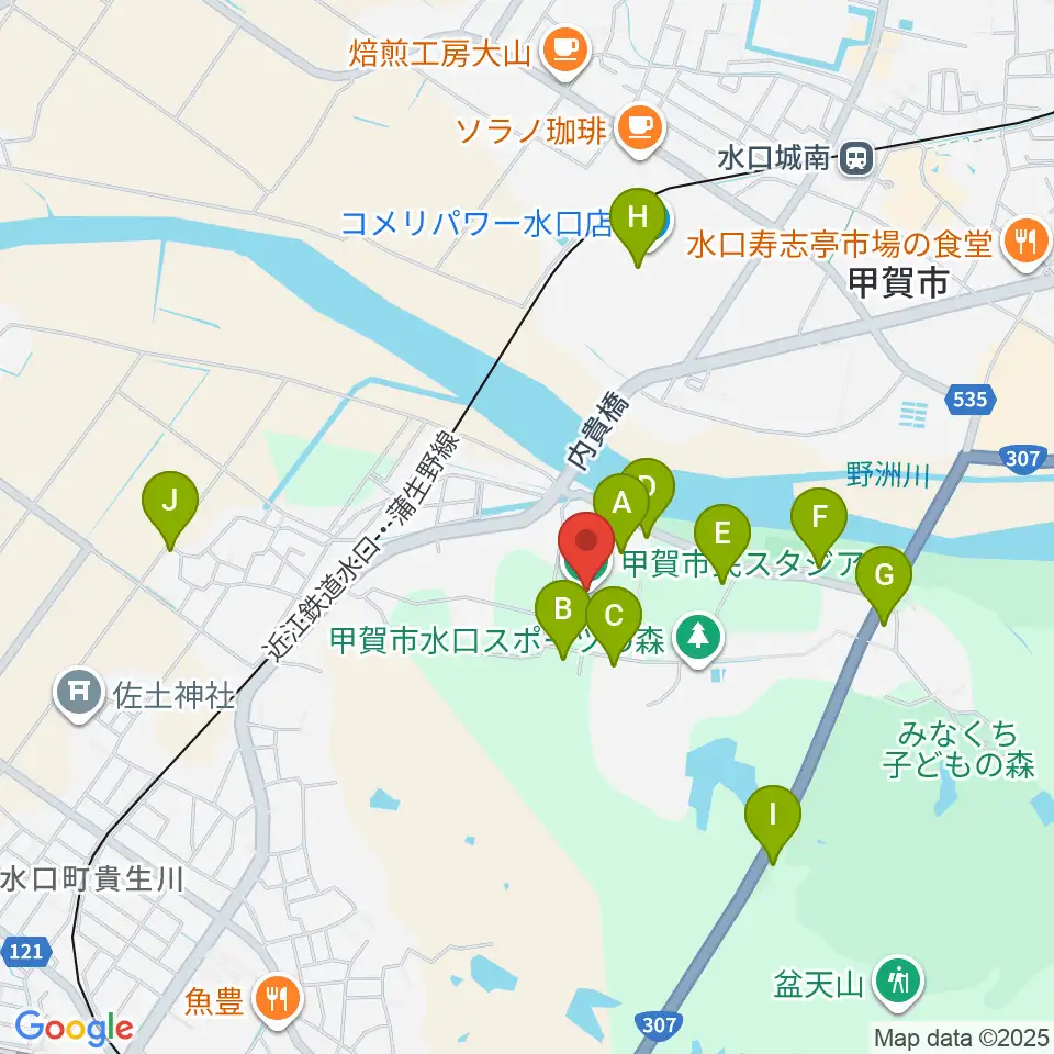 甲賀市民スタジアム周辺の駐車場・コインパーキング一覧地図