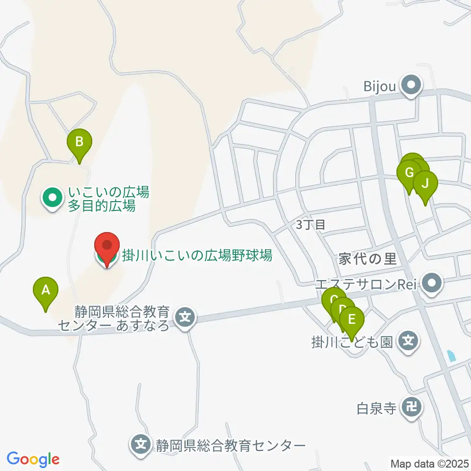 掛川市いこいの広場野球場周辺の駐車場・コインパーキング一覧地図