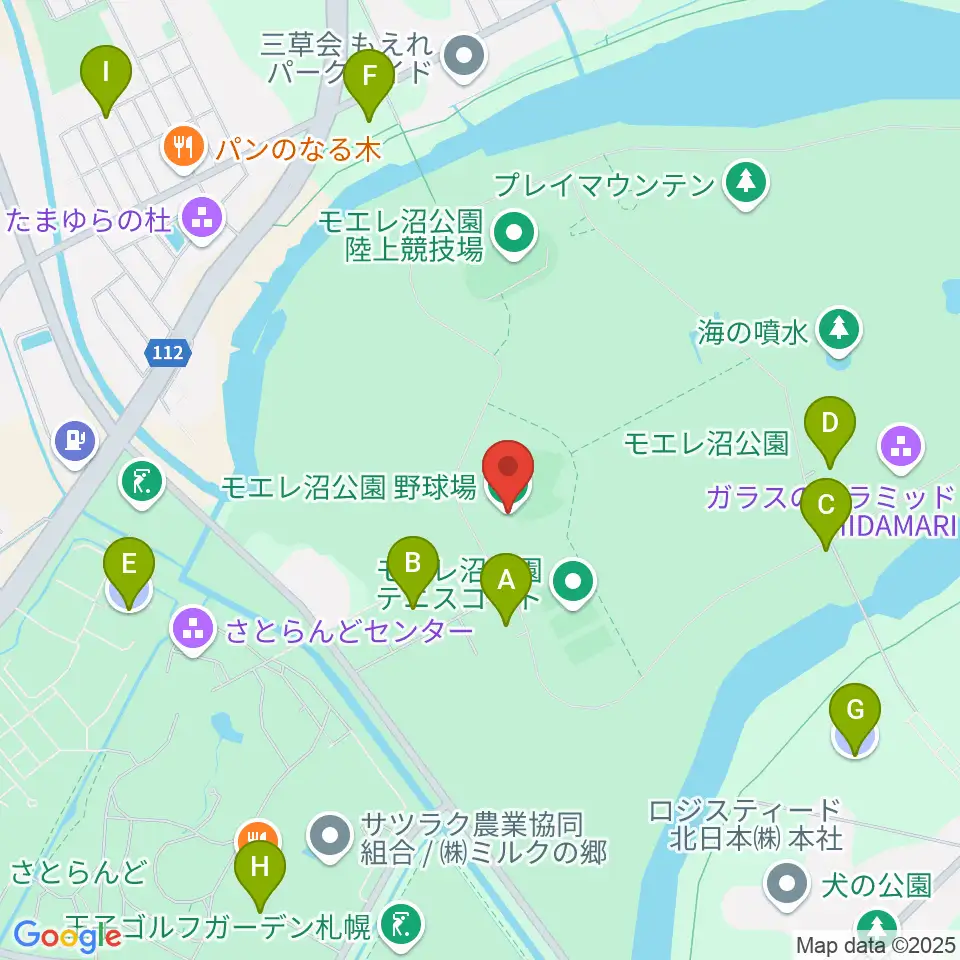 モエレ沼公園野球場周辺の駐車場・コインパーキング一覧地図