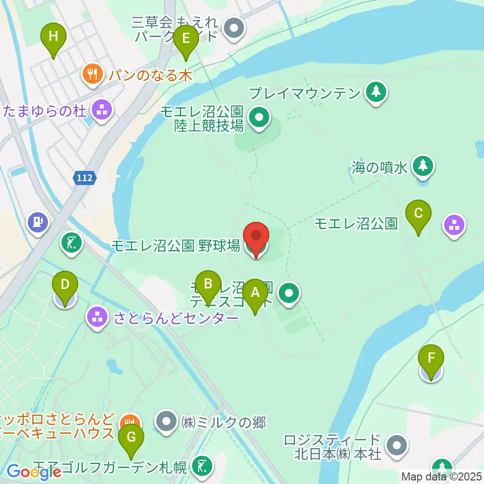 モエレ沼公園野球場周辺の駐車場・コインパーキング一覧地図