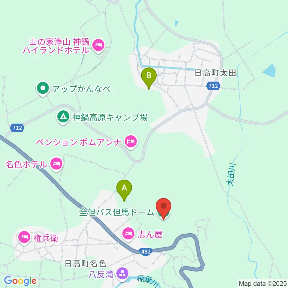 全但バス但馬ドーム周辺の駐車場・コインパーキング一覧地図