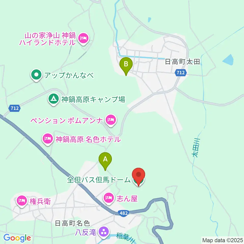 全但バス但馬ドーム周辺の駐車場・コインパーキング一覧地図