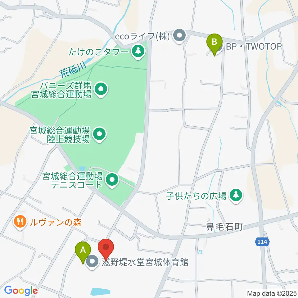 滋野堤水堂宮城体育館周辺の駐車場・コインパーキング一覧地図