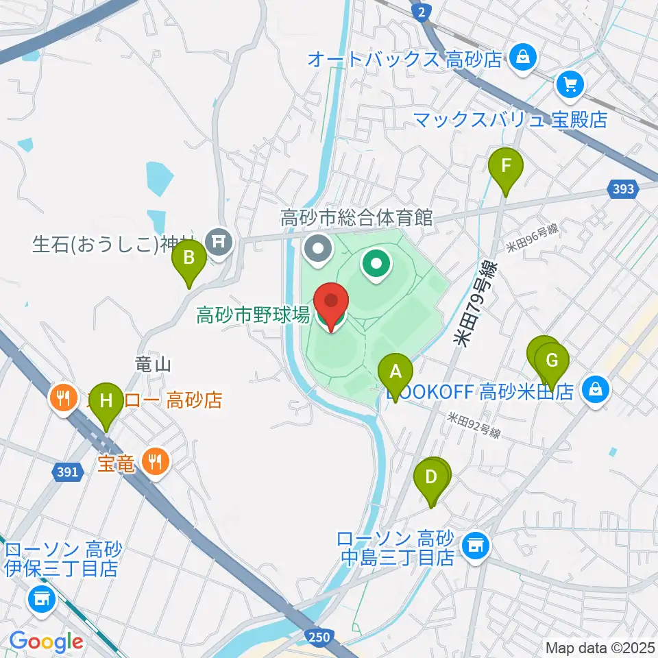 高砂市野球場周辺の駐車場・コインパーキング一覧地図