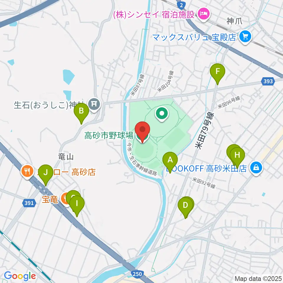 高砂市野球場周辺の駐車場・コインパーキング一覧地図