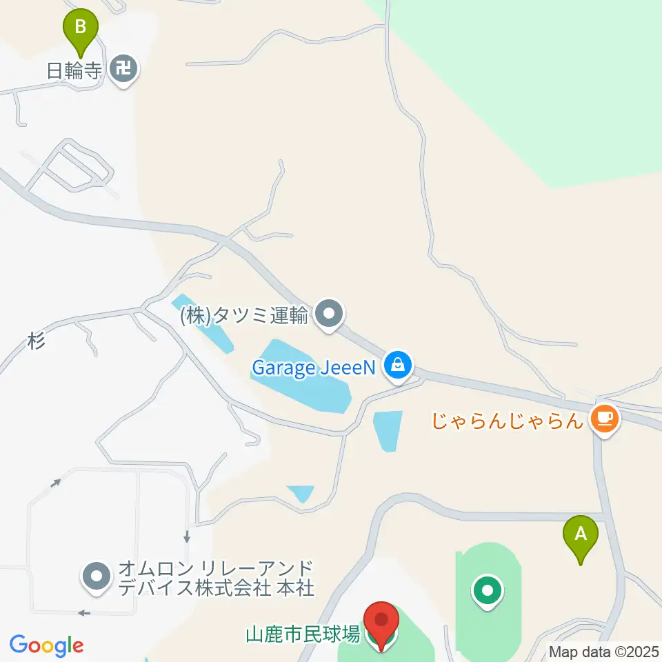 山鹿市民球場周辺の駐車場・コインパーキング一覧地図