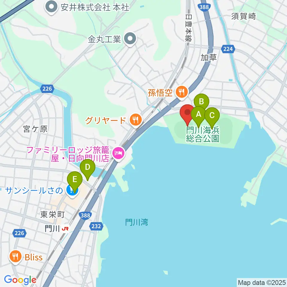 門川海浜総合公園野球場周辺の駐車場・コインパーキング一覧地図
