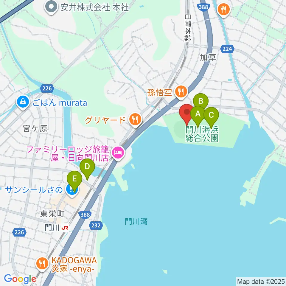 門川海浜総合公園野球場周辺の駐車場・コインパーキング一覧地図