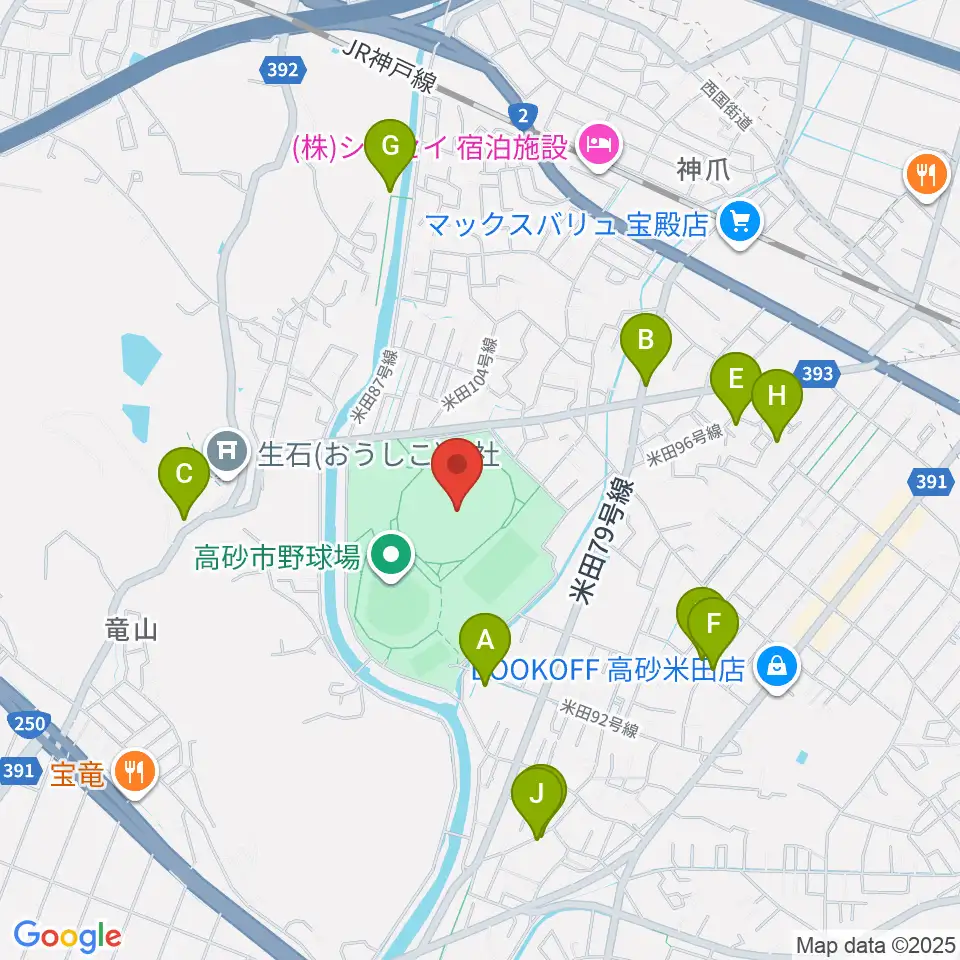 高砂市陸上競技場周辺の駐車場・コインパーキング一覧地図