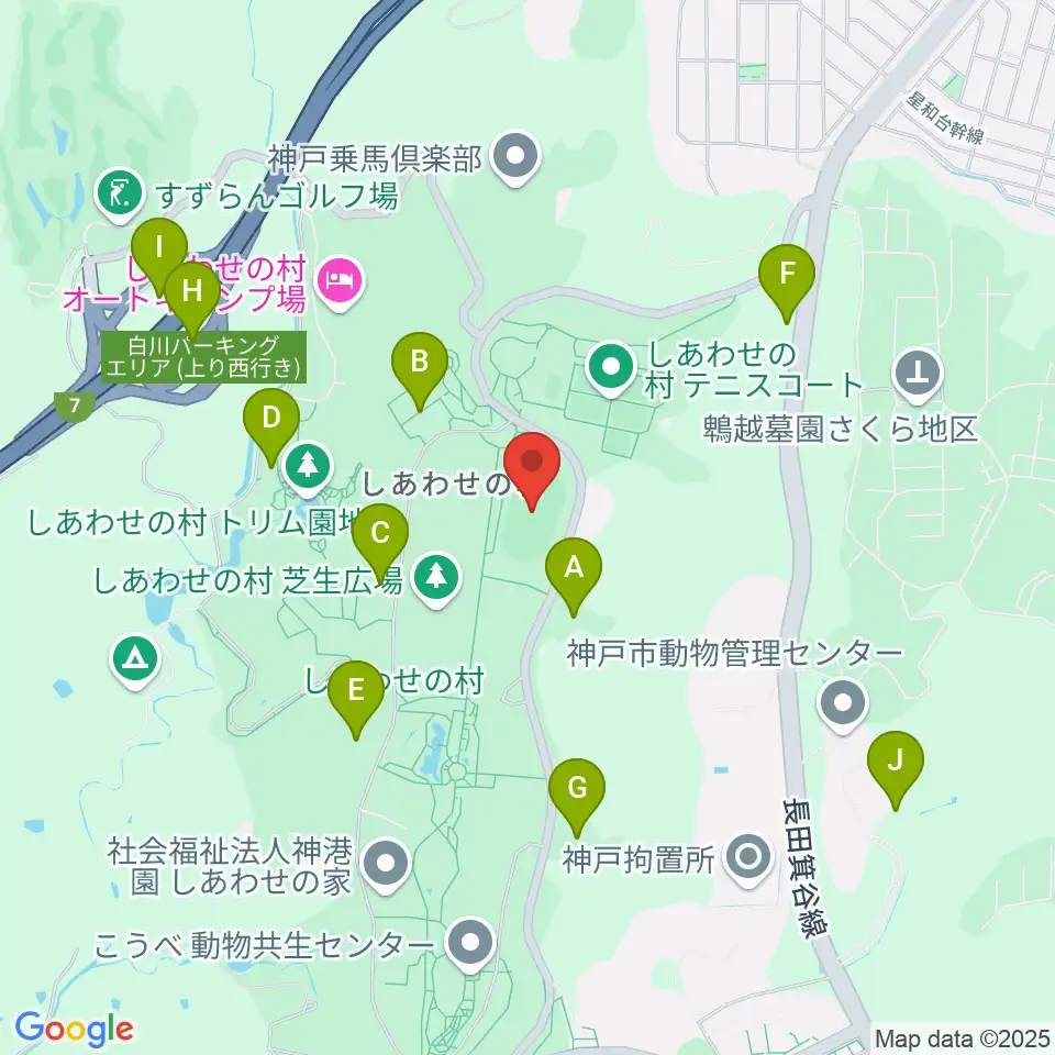 神戸市しあわせの村 多目的運動広場周辺の駐車場・コインパーキング一覧地図