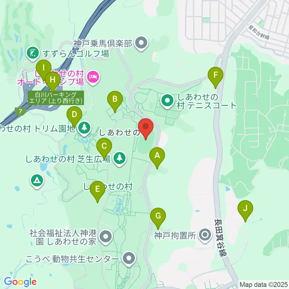 神戸市しあわせの村 多目的運動広場周辺の駐車場・コインパーキング一覧地図