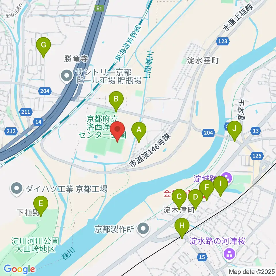 アクアパルコ洛西球技場周辺の駐車場・コインパーキング一覧地図