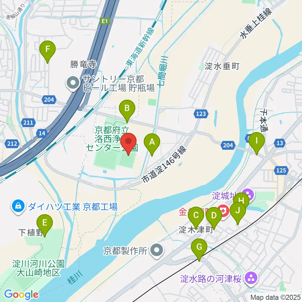 アクアパルコ洛西球技場周辺の駐車場・コインパーキング一覧地図