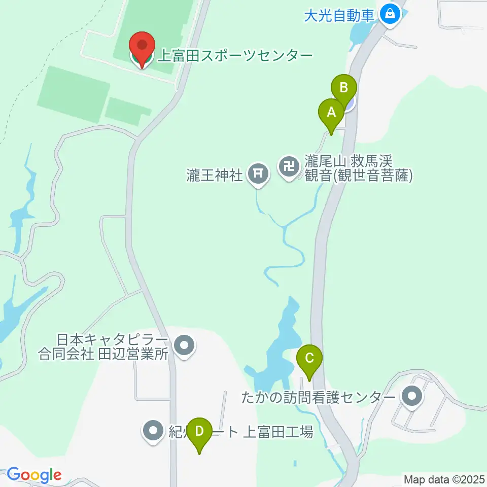 上富田スポーツセンター球技場周辺の駐車場・コインパーキング一覧地図