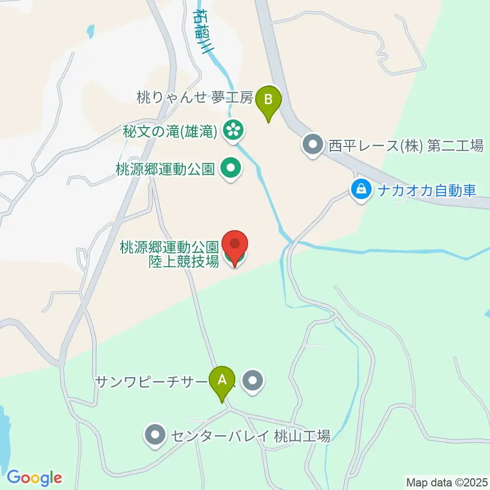 桃源郷運動公園陸上競技場周辺の駐車場・コインパーキング一覧地図