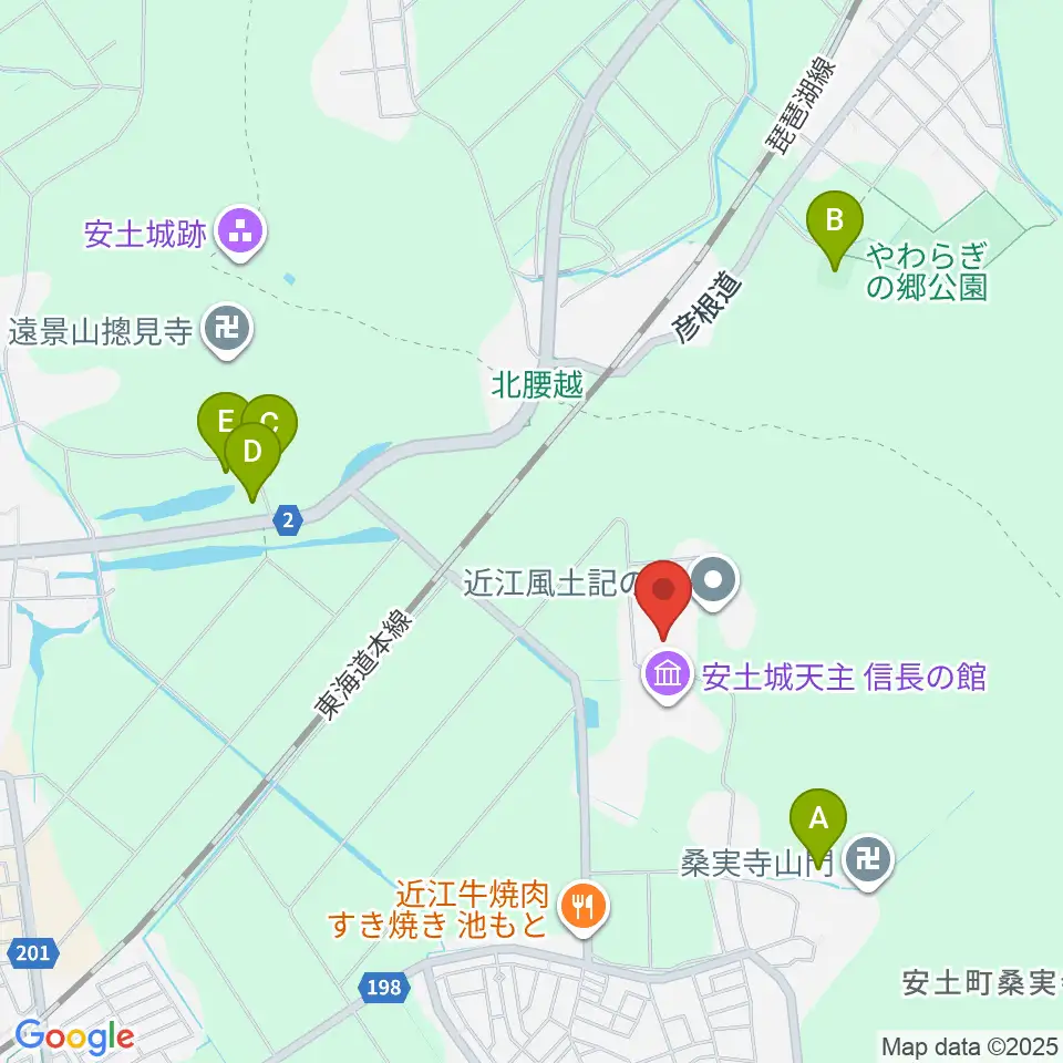 滋賀県立安土城考古博物館周辺の駐車場・コインパーキング一覧地図