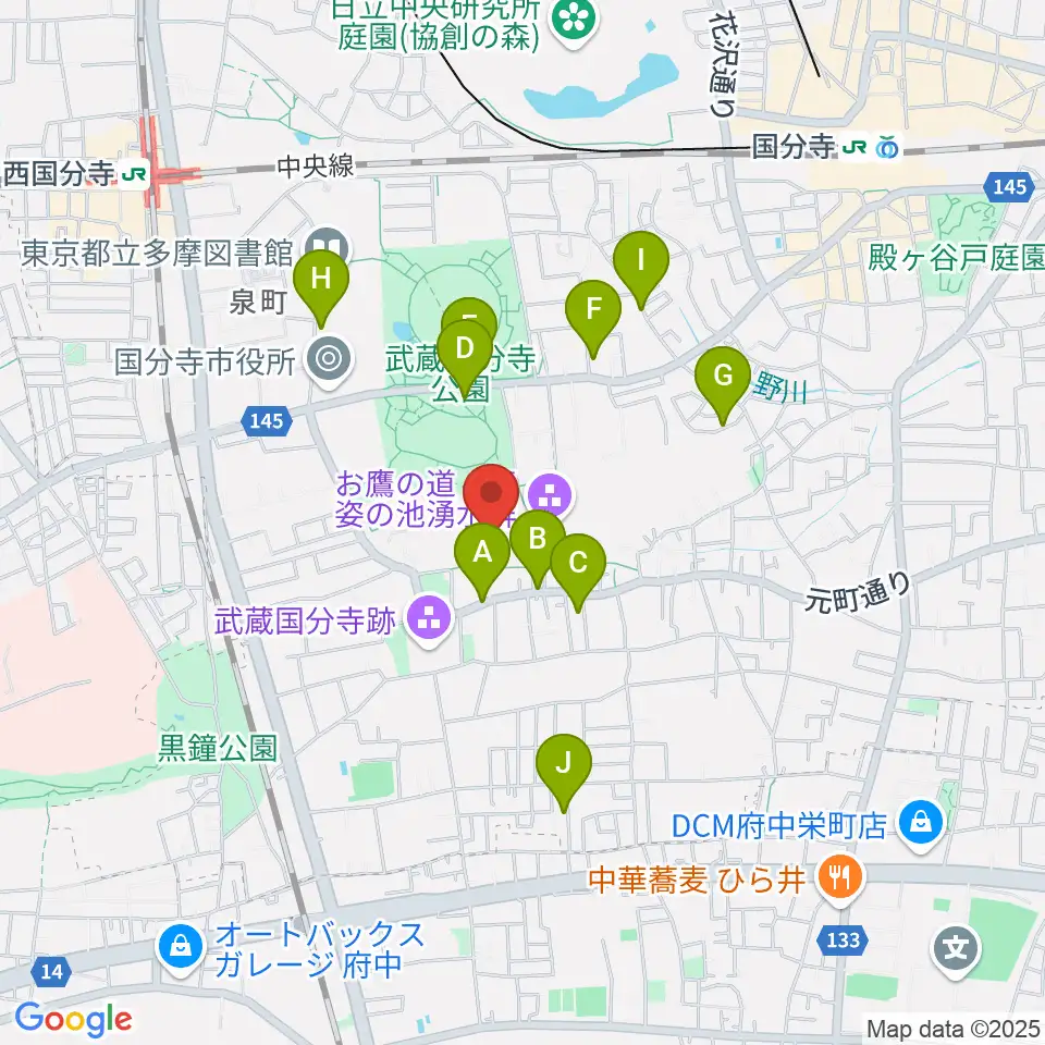 武蔵国分寺跡資料館周辺の駐車場・コインパーキング一覧地図