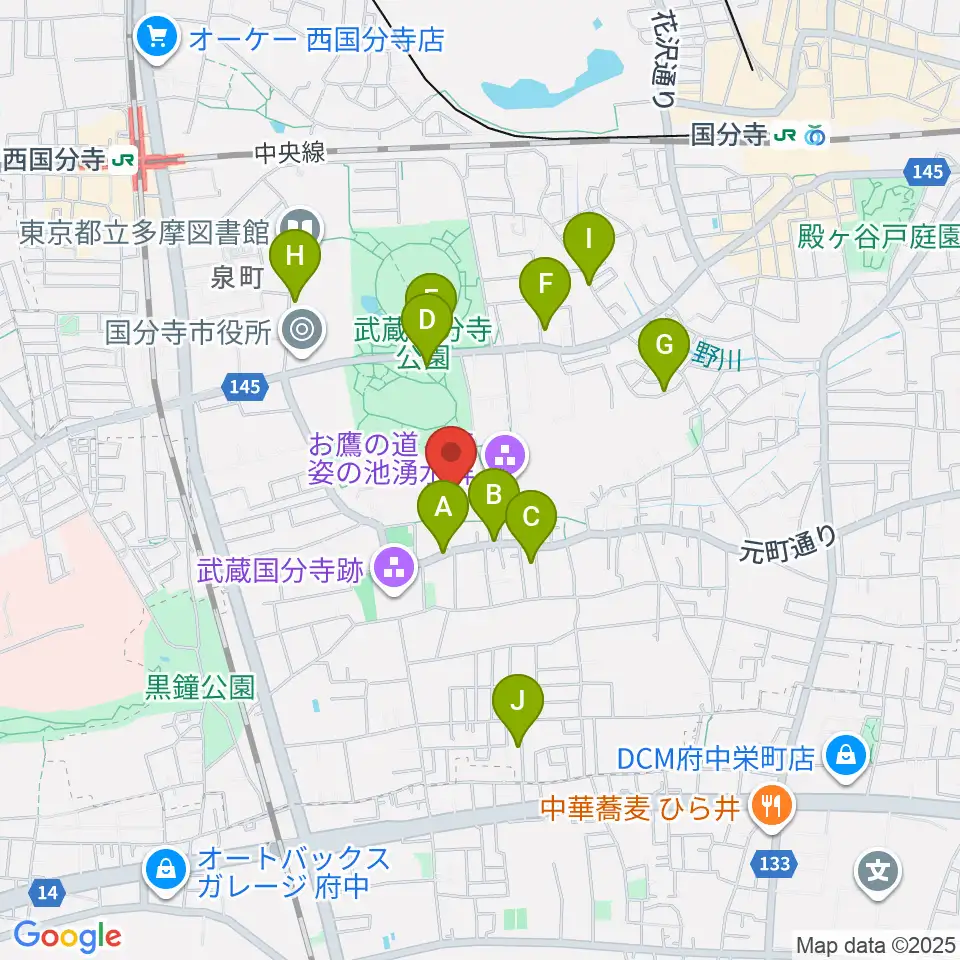 武蔵国分寺跡資料館周辺の駐車場・コインパーキング一覧地図
