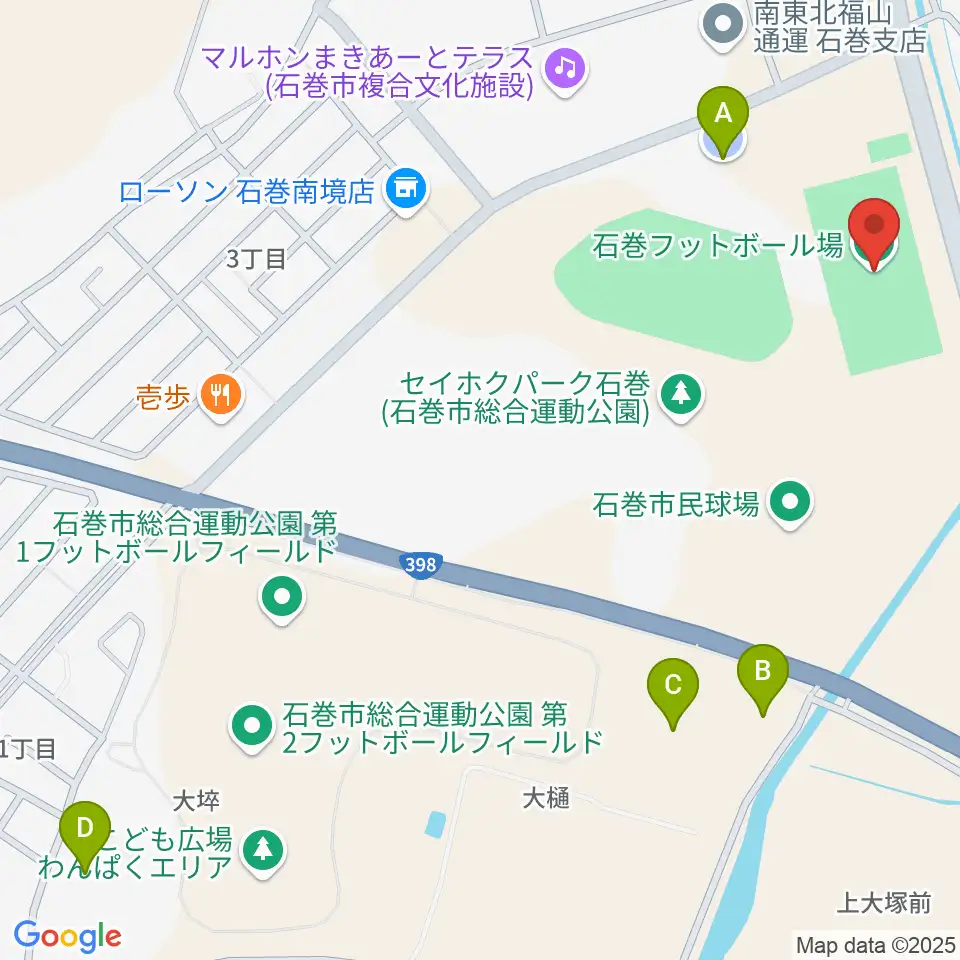 石巻フットボール場周辺の駐車場・コインパーキング一覧地図