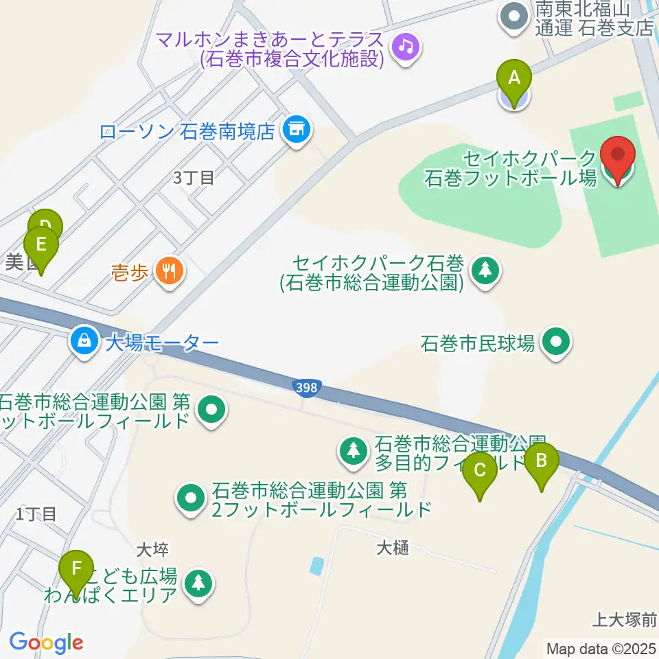 石巻フットボール場周辺の駐車場・コインパーキング一覧地図