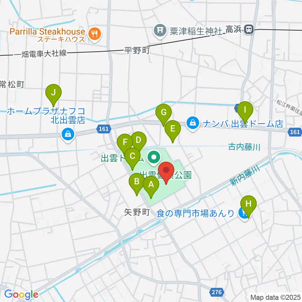 出雲健康公園多目的運動場周辺の駐車場・コインパーキング一覧地図