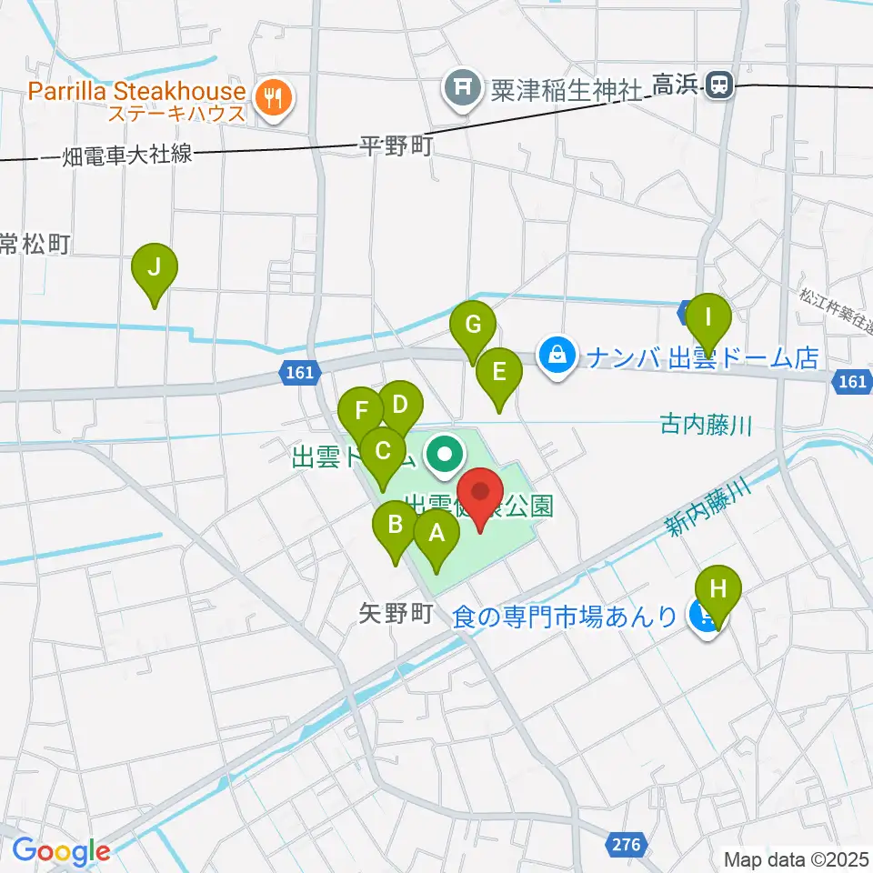 出雲健康公園多目的運動場周辺の駐車場・コインパーキング一覧地図