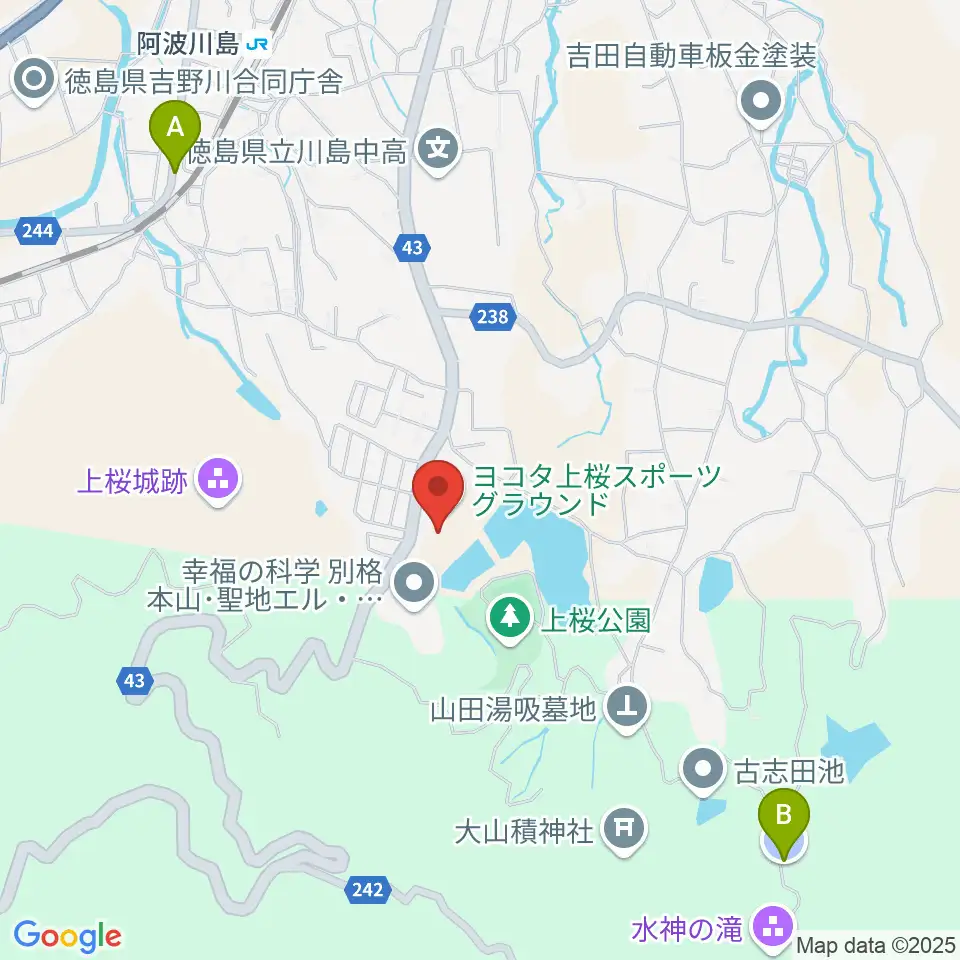 ヨコタ上桜スポーツグラウンド周辺の駐車場・コインパーキング一覧地図