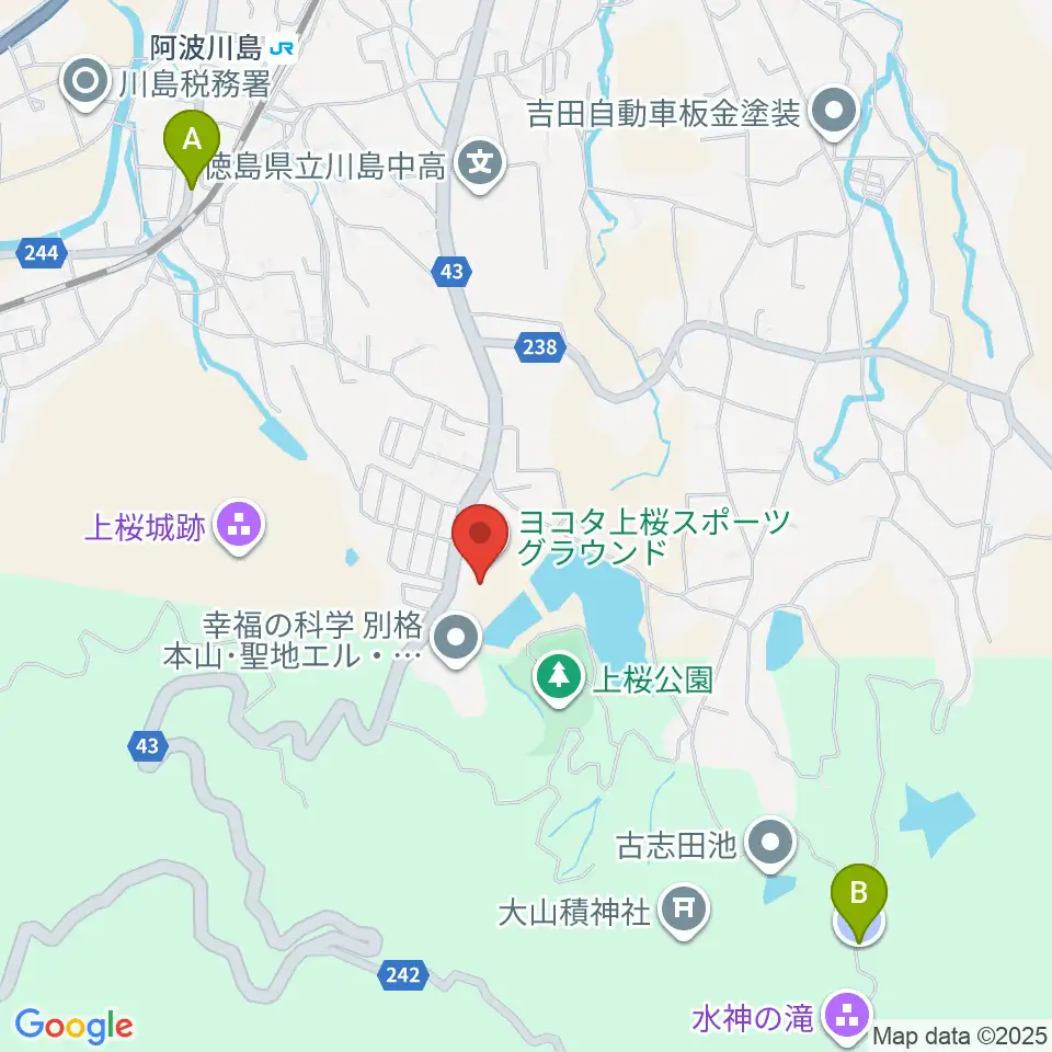 ヨコタ上桜スポーツグラウンド周辺の駐車場・コインパーキング一覧地図