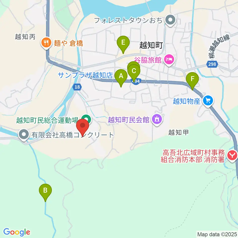越知町民総合運動場周辺の駐車場・コインパーキング一覧地図