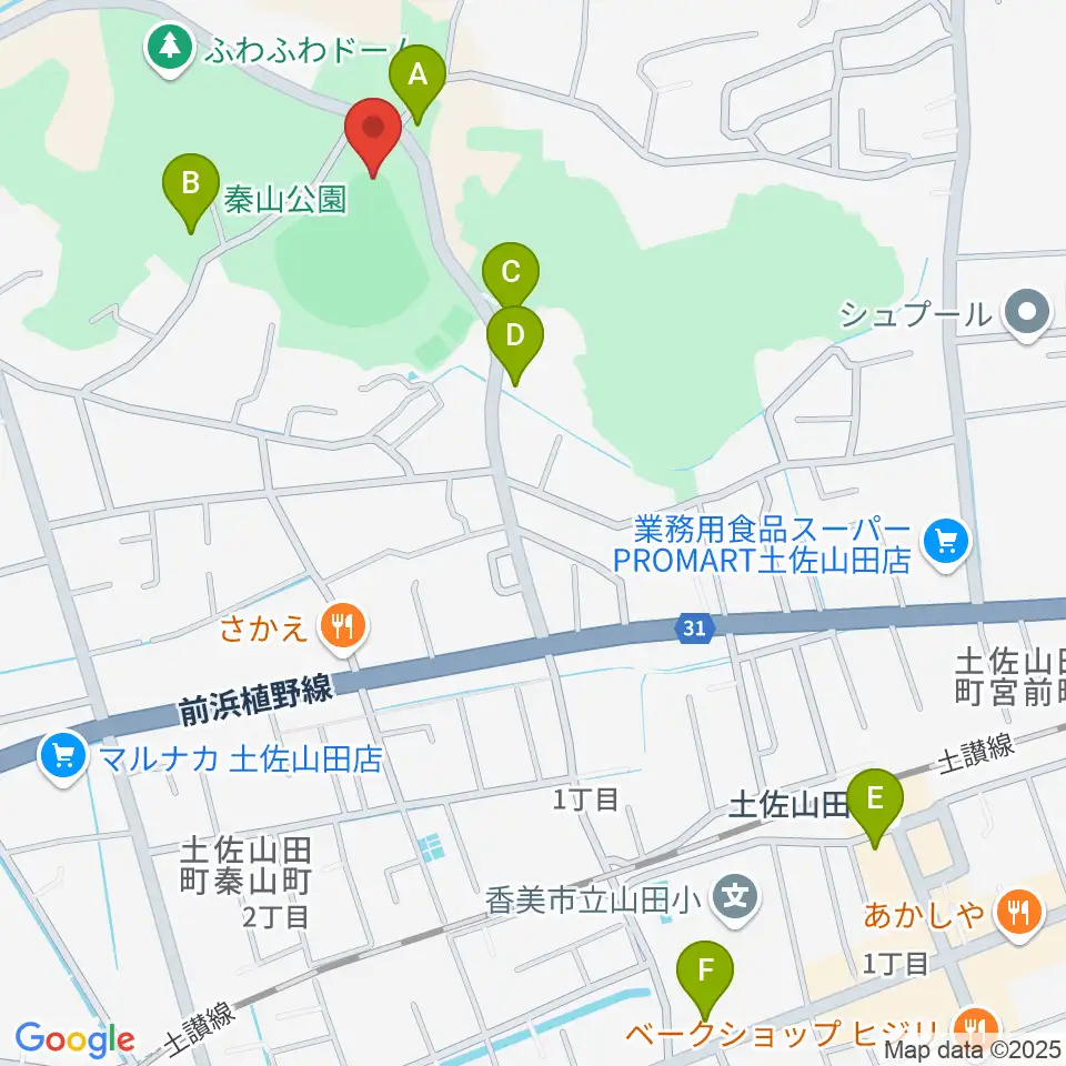 香美市秦山公園野球場周辺の駐車場・コインパーキング一覧地図