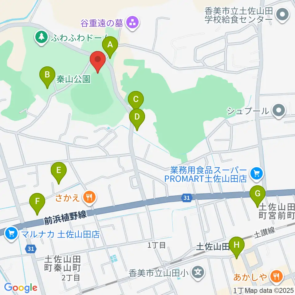 香美市秦山公園野球場周辺の駐車場・コインパーキング一覧地図