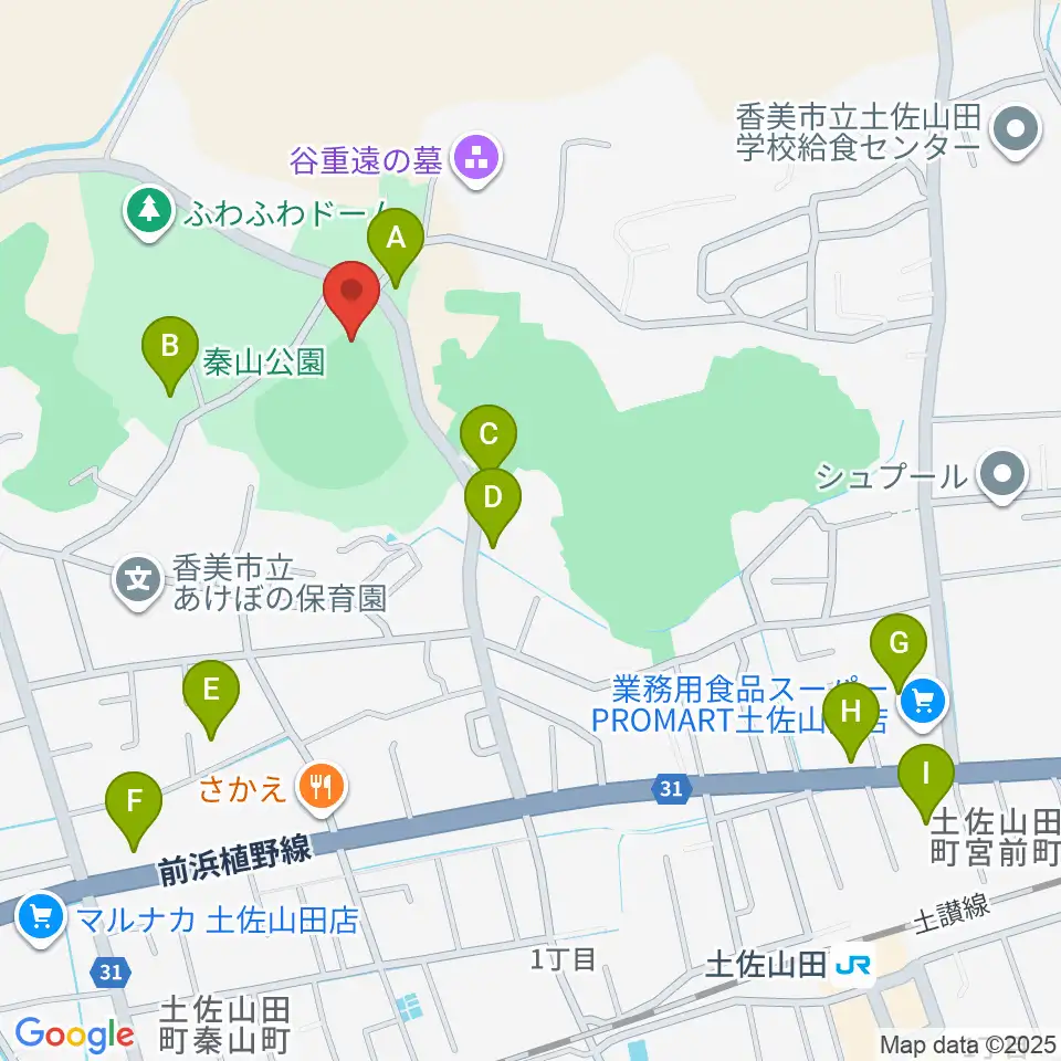 香美市秦山公園野球場周辺の駐車場・コインパーキング一覧地図