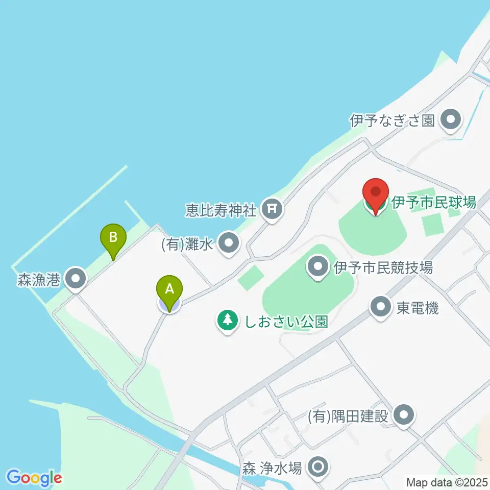 伊予市民球場周辺の駐車場・コインパーキング一覧地図